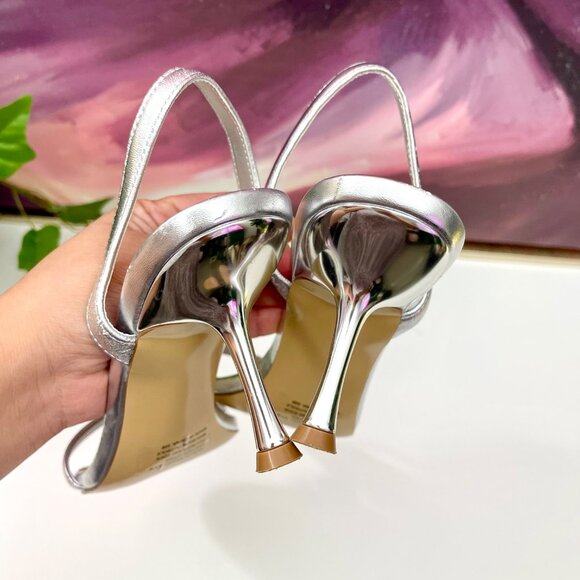 Steve Madden Elma Slingback high Heel Sandal in silver Size 8.5 - Picture 7 of 11